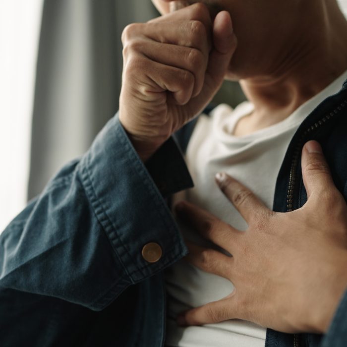 Asian man was suffering from painful chest pain from a chronic disease.