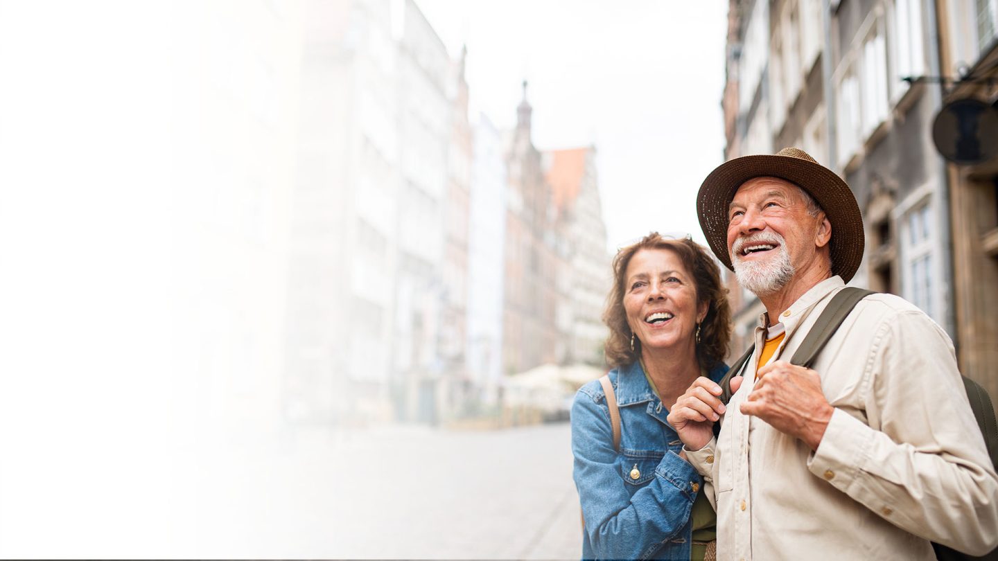 Senior couple traveling